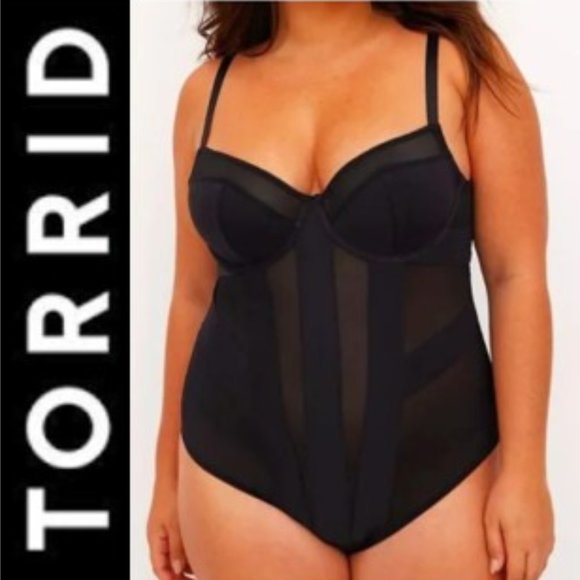 torrid Other - NWT TORRID BODYSUIT BLACK MESH STRAPPY SNAP BOTTOM LINGERIE - Plus Size 4X
